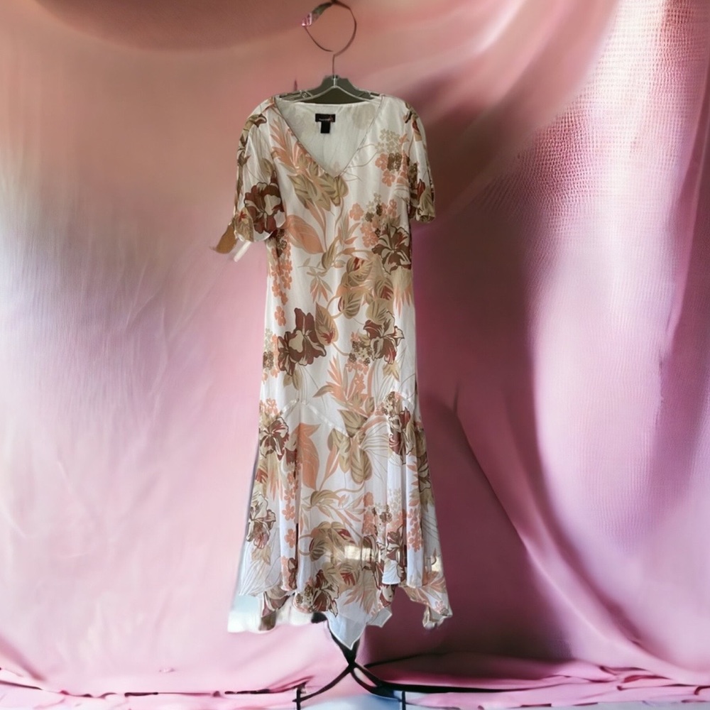 Ashley Stewart Chiffon Overlay Floral Maxi Dress 18